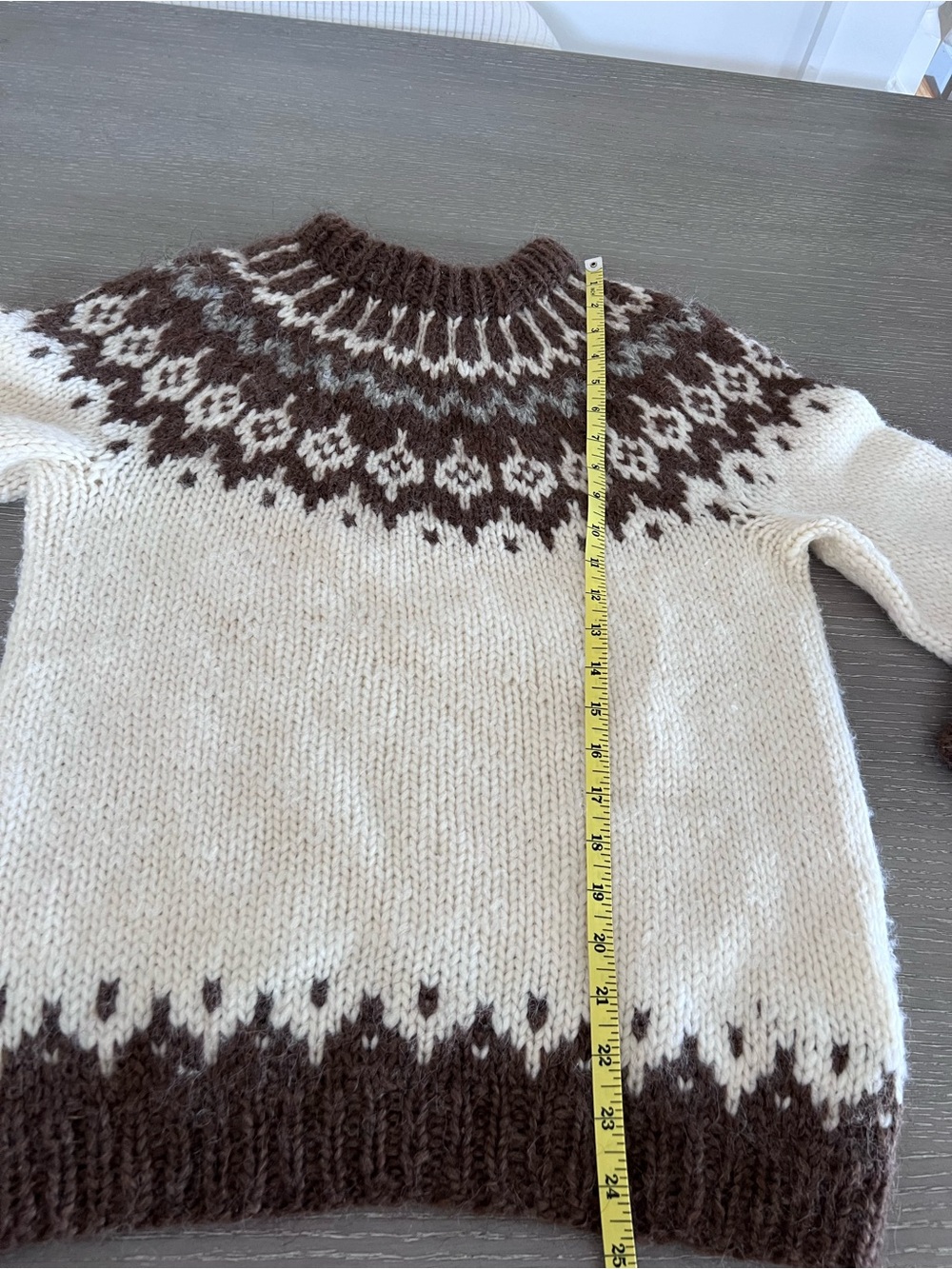 Cozy Cream and Brown Nordic Knit Sweater - Picture 7 of 9